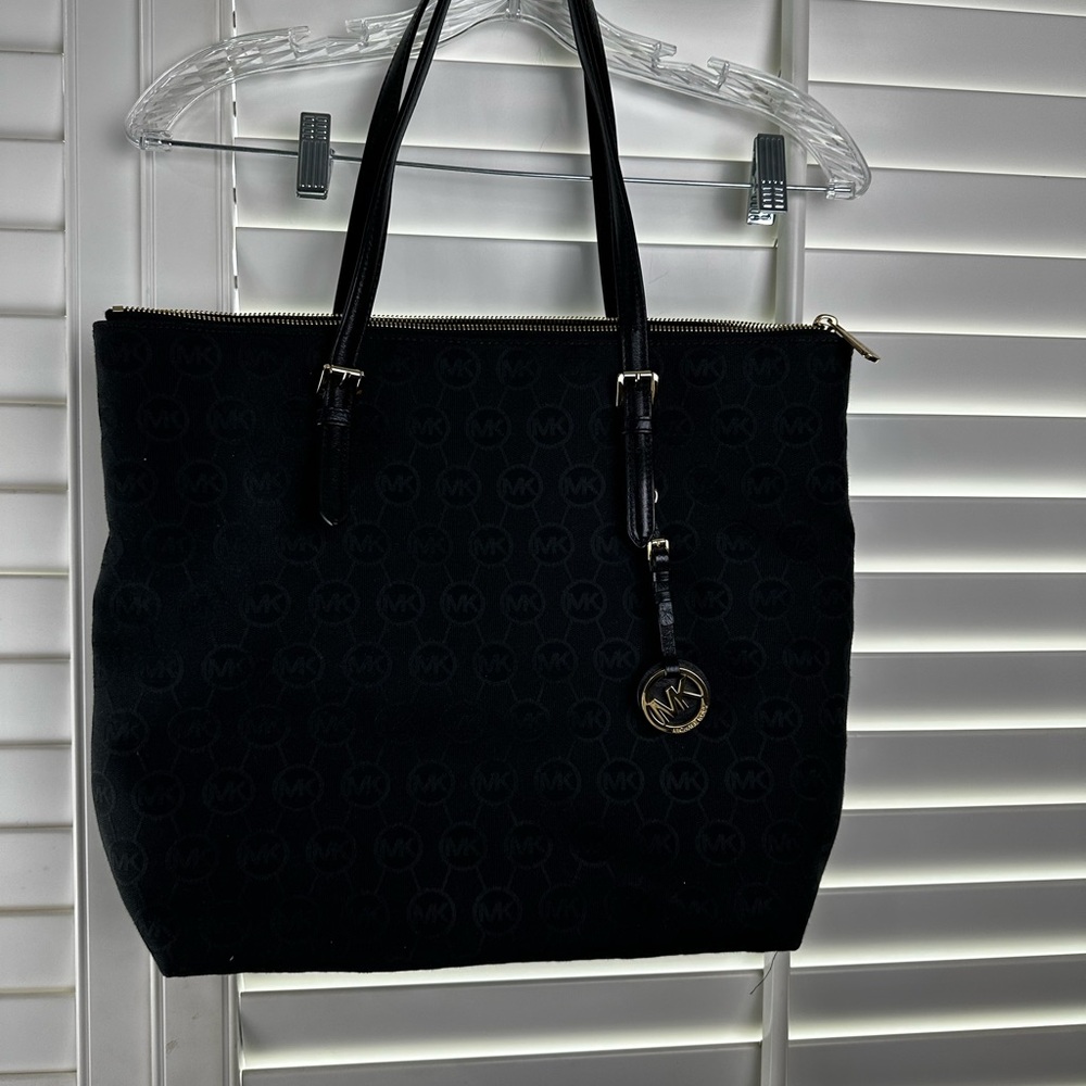 Michael Kors Signature Monogram Large Black Tote Bag